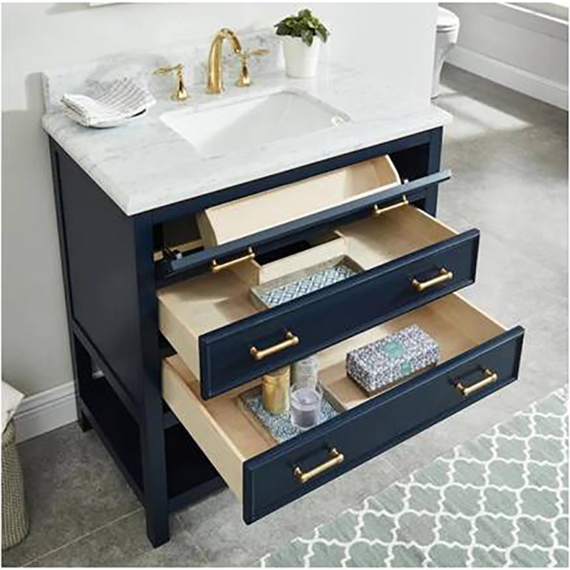 SolidWood+ MDF +Natural Marble bathroom Vanity 30 Inch with Storage Cabinet